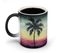 NWTRJ Tazza da caffè con palma tropicale, 325 ml, divertente tazza in ceramica sensibile al calore, tazza da caffè che cambia colore, tazza da tè per casa, ufficio, viaggi