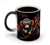 NWTRJ Tazza da caffè con scimmia sul ramo rosso, 325 ml, divertente tazza in ceramica sensibile al calore, tazza da caffè che cambia colore, tazza da tè per casa, ufficio, viaggi