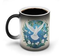NWTRJ Tazza da caffè con scritta "Peace on Earth", divertente tazza in ceramica sensibile al calore, cambia colore, tazza da caffè e tè, per casa, ufficio, viaggi