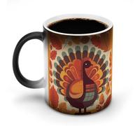 NWTRJ Tazza da caffè con scritta "Turkey in Front of Leaves" da 325 ml, divertente, in ceramica, sensibile al calore, cambia colore, per casa, ufficio, viaggi