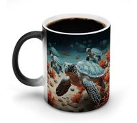 NWTRJ Tazza da caffè con tartaruga e stella marina, divertente tazza in ceramica sensibile al calore, tazza da caffè che cambia colore, tazza da tè per casa, ufficio, viaggi