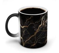 NWTRJ Tazza da caffè in marmo nero oro 325 ml divertente tazza in ceramica sensibile al calore tazza da caffè cambia colore tazza da caffè tazza da tè per casa ufficio viaggi