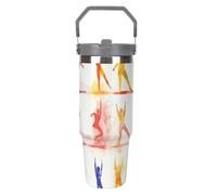 NWTRJ Tazza da viaggio con coperchio e cannuccia a tenuta stagna, da 880,5 g, con manico superiore, in acciaio inox, isolamento sottovuoto, per donne e uomini