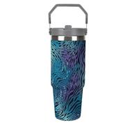 NWTRJ Tazza da viaggio con coperchio e cannuccia, da 880,5 g, con manico superiore, in acciaio inox, isolamento sottovuoto, con coperchio e cannuccia, per donne e uomini