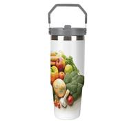 NWTRJ Tazza da viaggio con coperchio e cannuccia, da 880,5 g, con manico superiore, in acciaio inox, isolata sottovuoto, per caffè, con coperchio e cannuccia, per donne e uomini