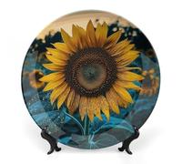 NWTRJ The Most Beautiful Girasole Ceramica Piatti Decorativi 8 "Bone China Piatti Decorativi con Espositore Ornamento in Ceramica Fatto a Mano per Casa Cucina Camera Da Letto Ornamenti Decorativi