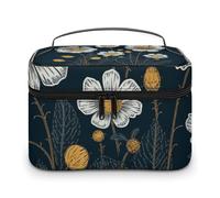 NWTRJ Tre fiori bianchi-png borsa da viaggio portatile impermeabile borsa cosmetica in pelle PU porta pennelli da trucco borsa da toilette per donne signore, stile, 25 x 18 x 15 cm