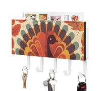 NWTRJ Turchia davanti a foglie portachiavi per montaggio a parete, ganci con 5 ganci, organizer decorativo per chiavi, per ingresso, porta d'ingresso, corridoio, ufficio