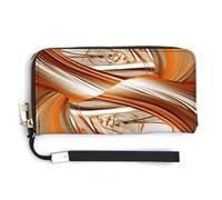 NWTRK Astratto Arancione Linee Bianche Portafogli In Pelle Zip Intorno Pochette Signore Porta Carte Di Credito Pochette Borsa per Le Donne, stile, 20.0*10.5cm