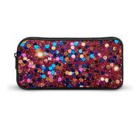 NWTRK Astuccio grande con motivo glitterato, portatile, estetico, per donne e uomini, astuccio per penne carino organizer per cancelleria, borsa multifunzionale per il trucco per viaggi e ufficio