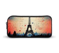 NWTRK Astuccio grande con motivo Parigi, astuccio estetico portatile, per donne e uomini, astuccio per penne carino organizer per cancelleria, borsa multifunzionale per il trucco per viaggi, ufficio
