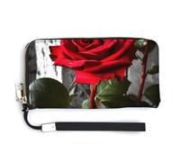 NWTRK Blooming Red Rose Portafogli in Pelle Zip Intorno Pochette Signore Porta Carte di Credito Pochette Borsa per le Donne, stile, 20.0*10.5cm