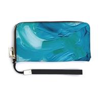 NWTRK Blu Vernice Olio Texture Portafogli In Pelle Zip Intorno Pochette Signore Porta Carte di Credito Pochette Borsa per Le Donne, stile, 20.0*10.5cm