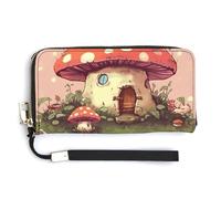 NWTRK Carino fungo Casa Portafogli In Pelle Zip Intorno Pochette Signore Porta Carte di Credito Frizione Borsa per le Donne, stile, 20.0*10.5cm