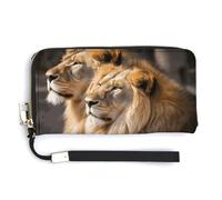 NWTRK Due Lions portafogli in pelle con cerniera intorno pochette da donna porta carte di credito pochette per donne, stile, 20,0 x 10,5 cm