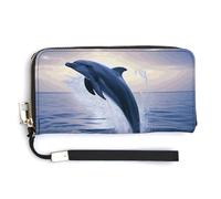 NWTRK Elegante delfino portafogli in pelle con cerniera intorno alla pochette da donna porta carte di credito pochette per donne, stile, 20.0*10.5 cm