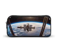 NWTRK Grande astuccio per matite con stazione spaziale internazionale, astuccio estetico portatile, per donne e uomini, astuccio per penne carino organizer per cancelleria, borsa multifunzionale per