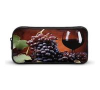 NWTRK Grande astuccio per matite con uva di vino rosso, astuccio estetico portatile per donne e uomini, astuccio per penne carino organizer per cancelleria multifunzionale borsa per il trucco per