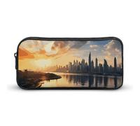 NWTRK Grande astuccio per matite New York al tramonto, astuccio estetico portatile per donne e uomini, astuccio per penne carino organizer per cancelleria, borsa multifunzionale per il trucco per