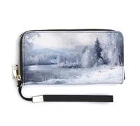 NWTRK Inverno Paesaggio Portafogli In Pelle Zip Intorno Pochette Signore Porta Carte Di Credito Frizione Borsa per Le Donne, stile, 20.0*10.5cm