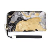 NWTRK Nero Oro Marmo Inchiostro Portafogli In Pelle Zip Intorno Frizione Borsa Delle Signore Porta Carte Di Credito Pochette per Le Donne, stile, 20.0*10.5cm