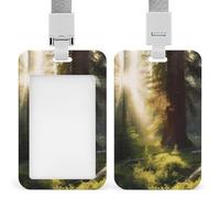 NWTRK Porta badge scorrevole con cordino, porta badge con luce del sole mattutino nel deserto, con finestra trasparente per nome, per lavoro, ufficio, dottore, infermiere, stile