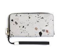 NWTRK Portafogli in pelle bianca terrazzo con cerniera intorno alla pochette da donna porta carte di credito pochette per donne, stile, 20,0 x 10,5 cm