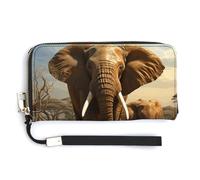 NWTRK Portafogli in pelle con elefanti e animali con cerniera intorno alla pochette da donna porta carte di credito pochette per donne, stile, 20,0 x 10,5 cm