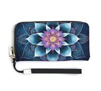 NWTRK Portafogli in pelle con fiore bohémien con cerniera intorno alla pochette da donna porta carte di credito pochette per donne, stile, 20,0 x 10,5 cm