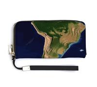 NWTRK Portafogli in pelle con immagine satellitare del Sud America con cerniera intorno a pochette da donna porta carte di credito pochette per donne, stile, 20.0*10.5 cm