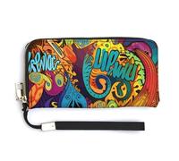 NWTRK Portafogli in pelle con motivo colorato con cerniera intorno alla pochette da donna porta carte di credito pochette borsa per le donne, stile, 20.0*10.5 cm