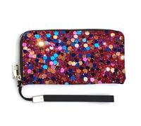 NWTRK Portafogli in pelle con motivo glitterato con cerniera intorno alla pochette da donna porta carte di credito pochette per donne, stile, 20,0 x 10,5 cm