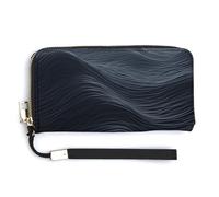 NWTRK Portafogli in pelle con onde nere profonde con cerniera intorno alla pochette da donna porta carte di credito pochette per donne, stile, 20,0 x 10,5 cm