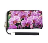NWTRK Portafogli in pelle con orchidee con cerniera intorno alla pochette da donna porta carte di credito pochette per donne, stile, 20,0 x 10,5 cm