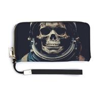 NWTRK Portafogli in pelle con teschio estetico cinematografico con cerniera intorno alla pochette da donna porta carte di credito pochette per donne, stile, 20,0 x 10,5 cm