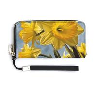NWTRK Portafogli in pelle di narciso giallo con cerniera intorno alla pochette da donna porta carte di credito pochette per donne, stile, 20,0 x 10,5 cm