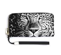 NWTRK Portafogli in pelle leopardata nera e bianca con cerniera intorno alla pochette da donna porta carte di credito pochette per donne, stile, 20,0 x 10,5 cm