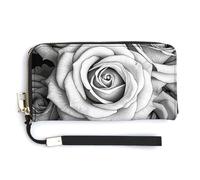 NWTRK Portafogli in pelle nera bianca rosa con cerniera intorno pochette da donna porta carte di credito pochette per donne, stile, 20,0 x 10,5 cm
