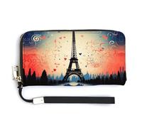 NWTRK Portafoglio in pelle con motivo Parigi Zip Intorno Pochette Signore Porta Carte di Credito Frizione Borsa per le donne, stile, 20.0*10.5cm