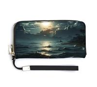 NWTRK Sea Moon Portafogli in Pelle Zip Intorno Pochette Signore Porta Carte di Credito Pochette Borsa per le Donne, stile, 20.0*10.5cm