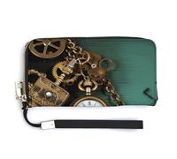 NWTRK Steampunk Orologi Chiavi E Catene Portafogli In Pelle Zip Intorno Pochette Signore Porta Carte Di Credito Pochette Borsa per Le Donne, stile, 20.0*10.5cm