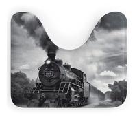 NWTRK Tappeto da bagno a forma di U con treno a vapore e nuvole, ultra morbido, super assorbente, tappetino da bagno in microfibra antiscivolo per bagno