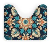 NWTRK Tappeto da bagno vintage con fiori mandala a forma di U, ultra morbido, super assorbente, tappetino da bagno antiscivolo in microfibra tappetino da bagno per base WC
