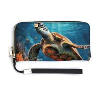 NWTRK Tartarughe marine portafogli in pelle con pittura a diamante con cerniera intorno pochette da donna porta carte di credito pochette per donne, stile, 20,0 x 10,5 cm