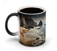 NWTRK Tazza da caffè in ceramica da 325 ml, sensibile al calore, magica tazza da caffè che cambia colore, tazza da caffè sulla costa del Pacifico, tazza da tè per donne e uomini