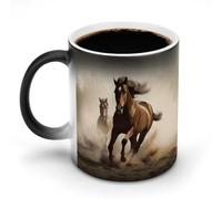 NWTRK Tazza da caffè in ceramica da 325 ml, sensibile al calore, tazza da caffè magica che cambia colore, tazza da caffè con animali che corrono cavalli tazza da tè per donne e uomini