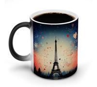 NWTRK Tazza da caffè in ceramica da 325 ml tazza da caffè magica sensibile al calore tazza da caffè cambia colore tazza da caffè modello Parigi tazza da tè per donne uomini