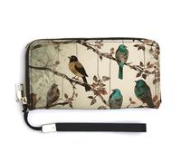 NWTRK Uccelli sui rami portafogli in pelle con cerniera intorno pochette da donna porta carte di credito pochette per donne, stile, 20,0 x 10,5 cm