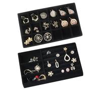 Nwvuop 2 vassoi per gioielli in velluto per cassetti, orecchini, organizer per gioielli, per cassetti, 21 × 12,3 × 2,5 cm (nero)