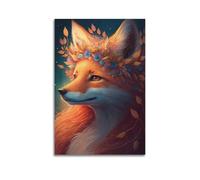 NXIYUHA Poster decorativo su tela con immagine di una bella volpe e fatina, 40 x 60 cm